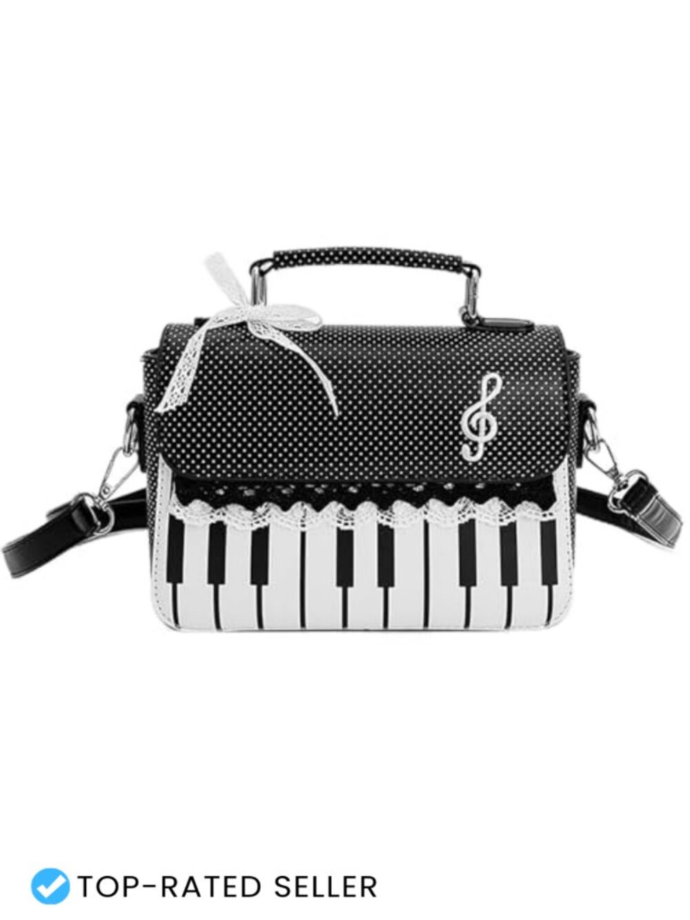 Piano Purse Polka Dot Handbag Music Note Shoulder Bag Cute Bow Alt